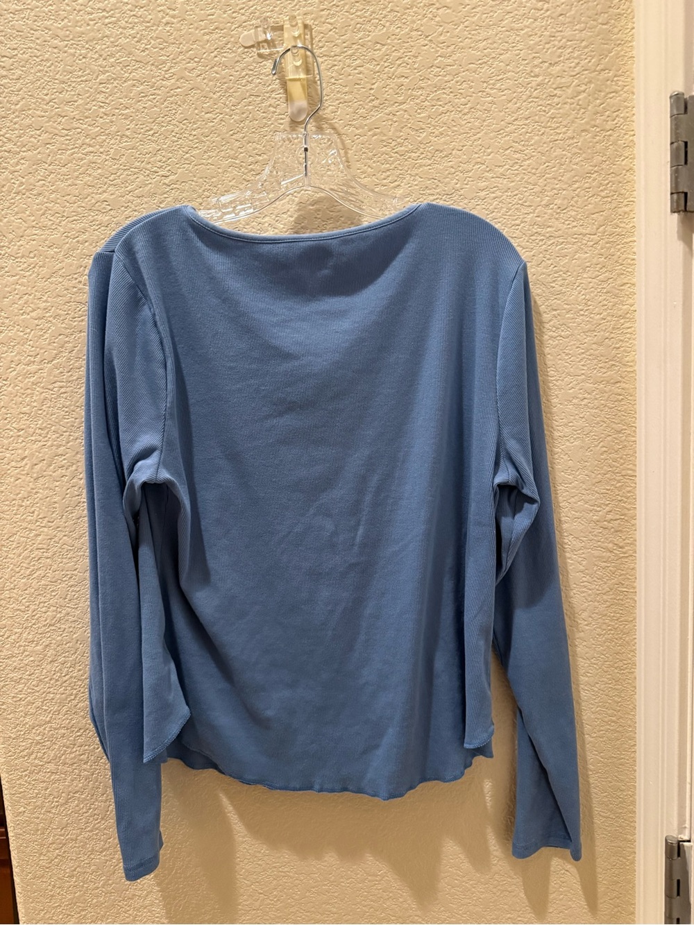 Old Navy Blue Ribbed Long Sleeve Notch Neck Top Size XL - Picture 4 of 5